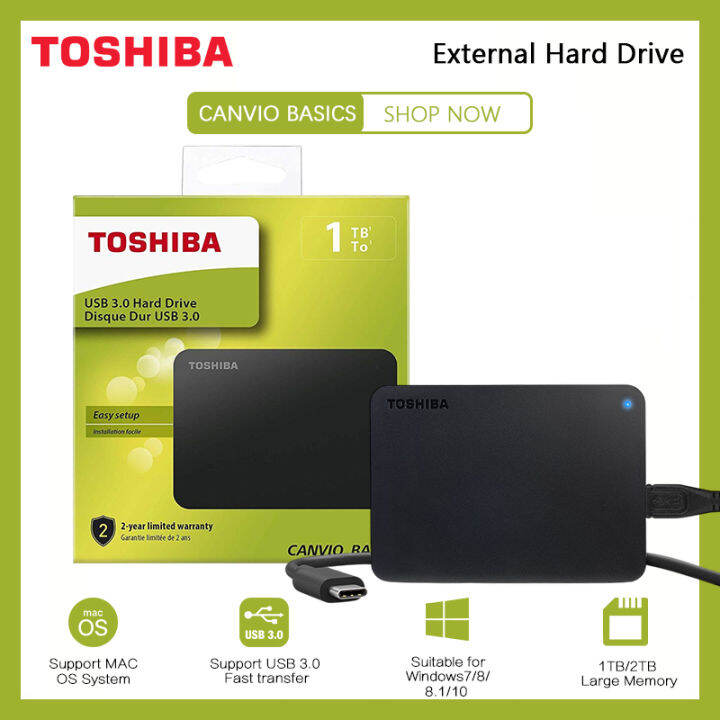 Toshiba External Hard Drive USB 3.0 HDD Canvio Basics Enclosure
