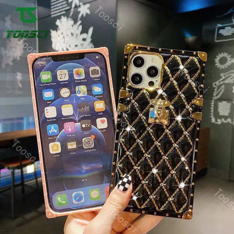 For iPhone 14 Plus Case Luxury Square Leather Phone Cases For 13 Mini  iPhone 12 11 Pro Max 6S 7 8 Plus X XS Max XR Vintage Coque