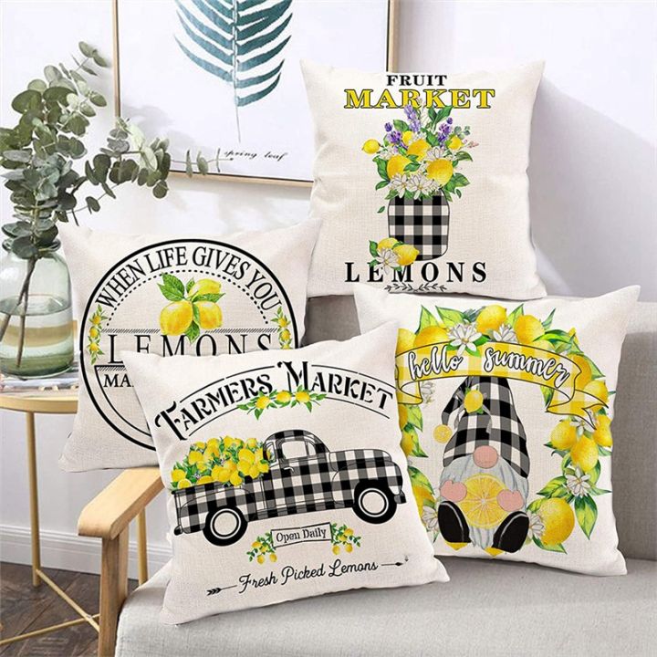 lemon-farmhouse-summer-pillow-covers-18x18-set-of-4-farmhouse-pillows-for-sofa-outdoor-porch-lemon-home-decor