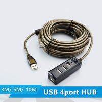 Kabel ekstensi HUB 2.0 USB 4port Repeater aktif pria ke wanita Chipset IC bawaan pelindung ganda 3M 5M 10M