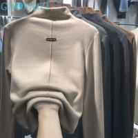 [GUOMUZI] เสื้อยืดผู้หญิงแขนยาว WARM TEE Half high COLLAR bottoming เสื้อฤดูหนาวด้านบน pullover