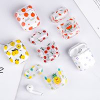 ✠✣☍ Clear Earphone Case for Airpods 1 2 Cover Hard PC Cute Fruit Pattern Transparent Case for Air Pods 3 Pro Protective Cases Coques