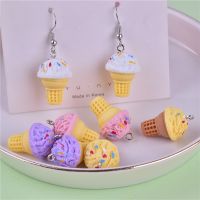 10pcs/pack Food 3D Ice Cream Resin Charms for Earring Diy Making Keychain Accessories Charms