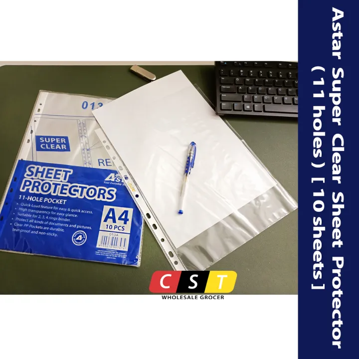 Astar Super Clear Sheet Protector (11 holes) [10 sheets] Lazada