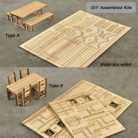 Diy Model Making 1:35 Scale Miniature Table &amp; Chairs Set Architecture Building Layout Wood Assembled Kits For Diorama
