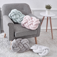 Enipate Lovely Knotted ided Cushion Ball Chunky Pillow for Kids Room Handmade Knotted Nordic Soft Baby Nap Pillow 40*30cm