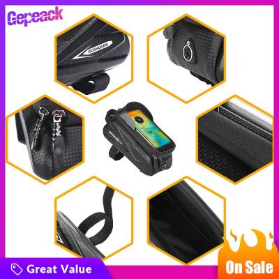 Gepeack โทรศัพท์จักรยานกระเป๋ามีกรอบด้านหน้าหน้าจอสัมผัสกระเป๋าโทรศัพท์จักรยาน EVA สำหรับผู้ชายนักขี่จักรยาน