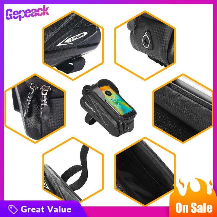 gepeack-โทรศัพท์จักรยานกระเป๋ามีกรอบด้านหน้าหน้าจอสัมผัสกระเป๋าโทรศัพท์จักรยาน-eva-สำหรับผู้ชายนักขี่จักรยาน