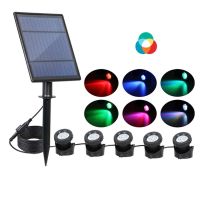 ✢ Thrisdar Underwater Solar Light Waterproof IP68 RGB Submersible Spot Light for Swimming Pool Fountains Pond Aquarium Lamps