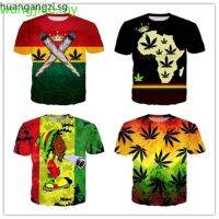 CODCheng Yuan 3D printing BoB Marley men and women weed short sleeve fashion T-shirt supports DIY customization