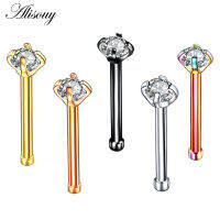 Alisouy 1PC สแตนเลสแหวนจมูกคริสตัลชุดผู้หญิงจมูกโลหะศัลยกรรมคริสตัล Nose Stud Lot อัญมณีประดับร่างกาย