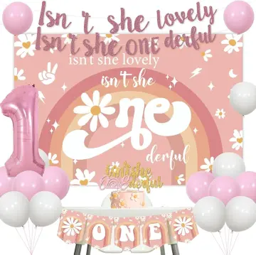 Boho Summer Daisy 1st Birthday Party Decorations, Pink Isn't She