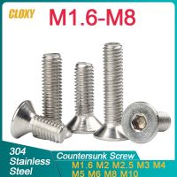 M1.6 M2 M2.5 M3 M4 M5 M6 M8 M10 304 Stainless Steel Hexagon Hex Socket Countersunk Screw Flat Head Screw Allen Bolts DIN7991 Nails Screws Fasteners