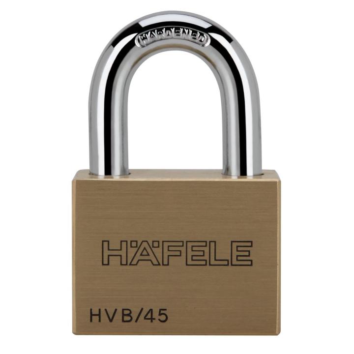hafele-กุญแจบ้าน-คล้องสายยู-รุ่นหางสั้น-size45mm-ตัวเรือนกุญแจผลิตจากทองเหลืองแท้-ระบบล๊อคแบบลูกปืน-พร้อม-กุญแจ-3ดอก
