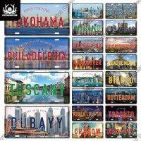 Putuo Decor Famous City Licenses Plate Metal Sign Plaque Metal Vintage Decor for Club Home Bedroom Man Cave Wall Decoration