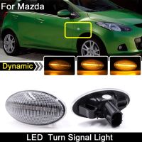 โคมไฟไฟเลี้ยวสีเหลืองไดนามิกไฟเครื่องหมายไฟ LED ด้านข้างชัดเจนสำหรับ Mazda 2 Mazda 3 Hatchback Mazda 5 Mazda 6 BT-50 MPV II