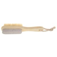 NO♥Wood Handle Pumice Stone Foot Brush Scrubber Dead Skin Remover Massage Tool