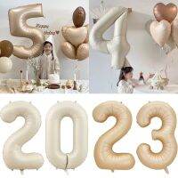 Large Caramel Cream Digital Aluminum Foil Balloon Giant Number 0-9 Helium Balloon Birthday Party Decoration anniversaries prop Balloons