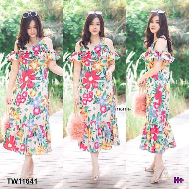 ชุดเดรสผู้หญิง-เดรส-ชุดเดรส-dress-เดรสผู้หญิง-ชุดเดรสสวยๆหรู-tw11641-maxi-dress-สาวอวบ-เดรสแขนกุด-แต่งระบายรอบแขน-ตัวยาวแต่ระบายที่ชายกระโปรง-ทรงน่ารัก-ใส่ง่าย