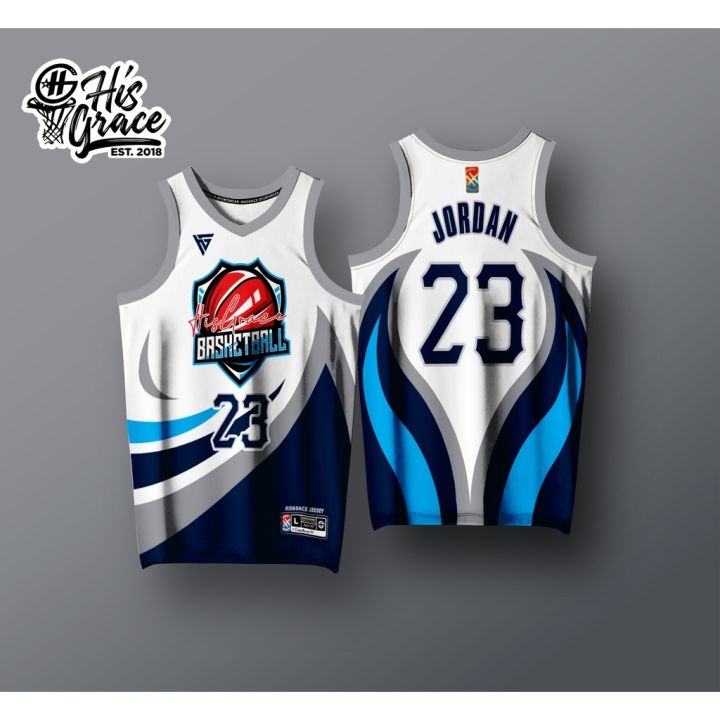 HISGRACE WHITE BLUE FULL SUBLIMATION HISGRACE BASKETBALL JERSEY FREE ...