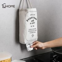 Kitchen Bathroom Garbage Trash Storage Bag Cotton Linen Hanging Garbage Bag Organizer Container Garlic Food Container