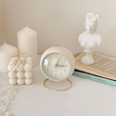Ins Alarm Clock Classic Silent Quartz Movement Student Bedside Table Clock with Night Light Bedroom Decor