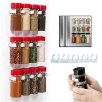 24PC ชั้นวางขวดเครื่องเทศที่เก็บของในครัว Wall Mount Ingredient Plastic Adhesive Clip Cabinet Organizer Door Hooks Jar Holder Tool