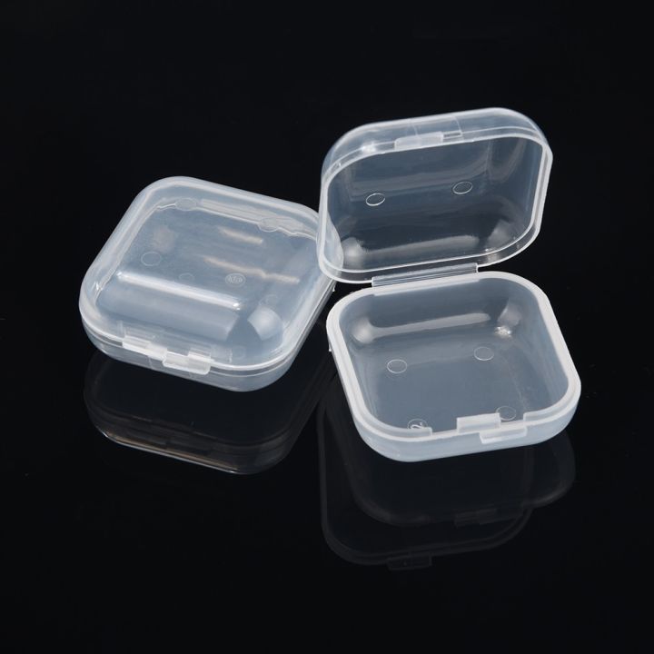 10pcs-portable-transparent-flip-jewelry-box-square-plastic-small-storage-box