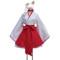 S-5XL Plus Size Japanese Anime Kikyo Kimono Cosplay Womens Miko Costume Fox Spirit Kitsune Kami Oinari Sama Witch Fancy Dress