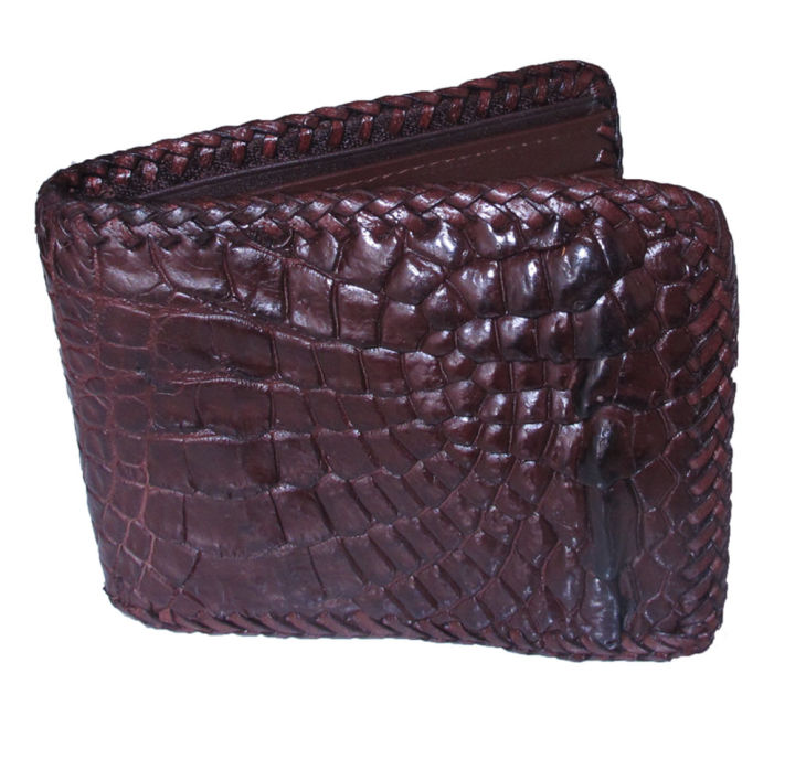 กระเป๋าหนังจระเข้-หนังเต็มแผ่น-สีน้ำตาล-very-cool-genuine-crocodile-leather-bifold-wallet