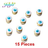 Juya ลูกปัดปีศาจร้ายเคลือบสีสันสดใสสีทอง/เงิน50ชิ้น/ล็อตแบบ Diy สำหรับทำเครื่องประดับลูกปัดตุรกีที่ทำด้วยมือ