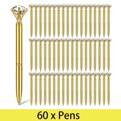 60Pcs Diamond Gold Pens Gold Fancy Pens for Women Pen with Diamond on Top Office Decor for Women Metal Ballpoint Diamond Pens Pens