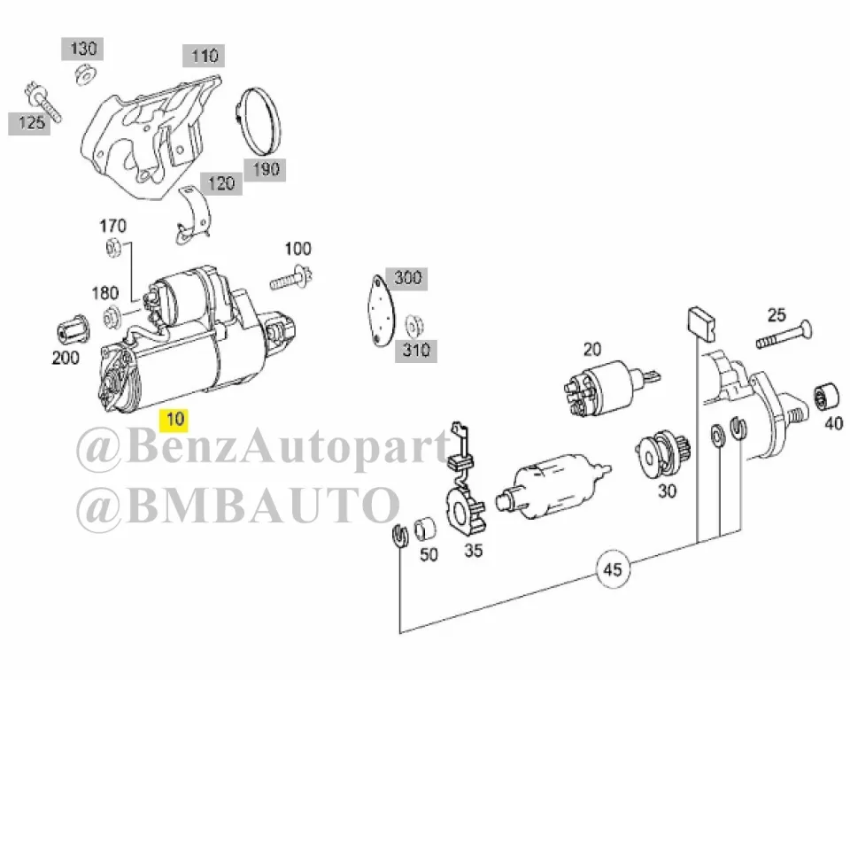 BENZ ไดสตาร์ท (เครื่อง6สูบ M272) W204 W212 W201 W221 W216 R230