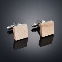 1 Pair Wooden Cufflinks High Quality Brand Jewelry Fashion Square Cuff Links For Mens Dad Husband Gift Formal Business Wedding Clips Pins Tacks