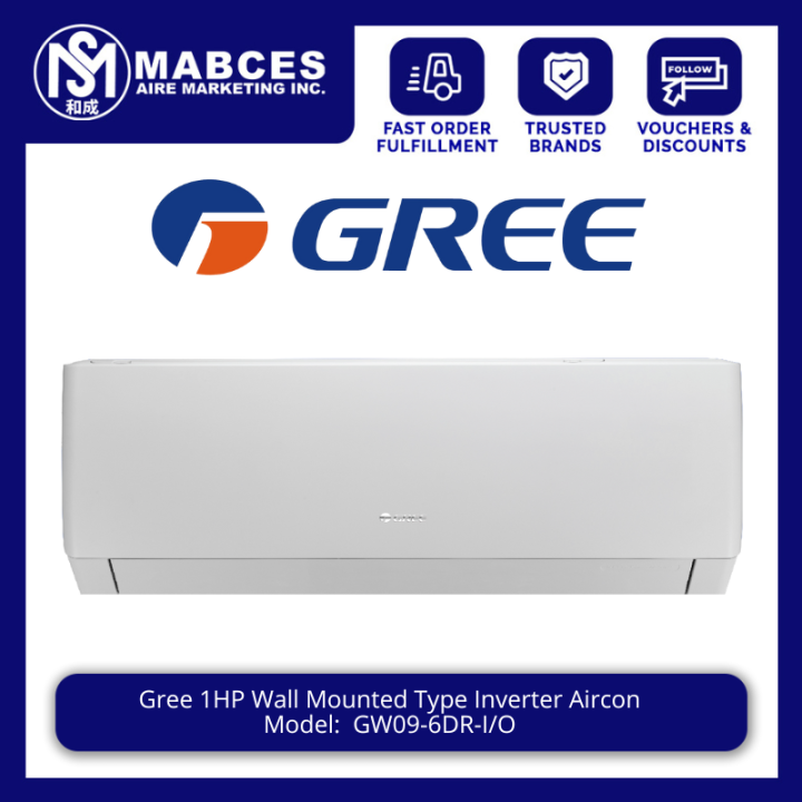 Gree 1HP Wall Mounted Type Inverter Aircon GW09-6DR-I/GW09-6DR-O ...