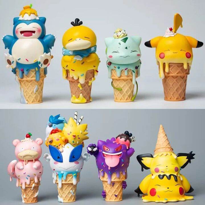 14cm Pokemon Pikachu Ice Cream Slowpoke Gengar Snorlax Bulbasaur ...