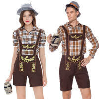 คู่ผู้ใหญ่ Oktoberfest Lederhosen เครื่องแต่งกาย Parade Tavern Bartender พนักงานเสิร์ฟชุดคอสเพลย์ Carnival Halloween Party Dress