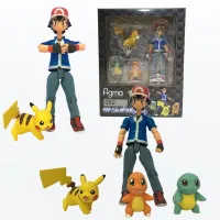 อะนิเมะ Figma 052ตัวเลขโปเกมอนเถ้า Ketchum ชาร์เมนเดอร์สควอริเทิลโปเกมอนตุ๊กตาขยับแขนขาได้ตุ๊กตาโมเดลวันเกิดตุ๊กตาคริสต์มาสกวางเรนเดียร์4ชิ้น/เซ็ต