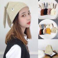 [A Flexible] EDCRFV WomenKnit ยืดหมวกหมวกน่ารักหูกระต่ายยาวตัวอักษร WarmCap