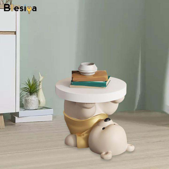 Blesiya Bear Statue Side Table Creative End Table for Small Space