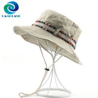 CAMOLAND หมวก Topi Bucket ผ้าฝ้ายลายดอกไม้หมวกกันแดดชายหาดสำหรับผู้หญิงและผู้ชาย,หมวกตกปลาเดินป่ากลางแจ้ง