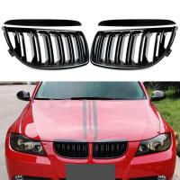 กระจังหน้ารถ Double-Bar Intake Grilles เปลี่ยน Racing Grills สำหรับ BMW 3 Series E90 E91 2006-2008ซีดานดัดแปลงอะไหล่