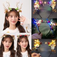 【Junjun】ที่คาดผม LED เขากวาง เครื่องประดับผมคริสต์มาส ตกแต่งปาร์ตี้วันหยุด Elf Ears Deer Headband