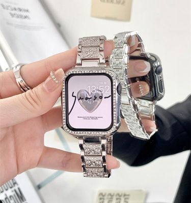 For Apple Watch Band Ultra 49mm 38/40mm 44mm 42mm Women Diamond Band Series SE 8 7 6 5 4 3 iWatch Bracelet Stainless Steel Strap Straps