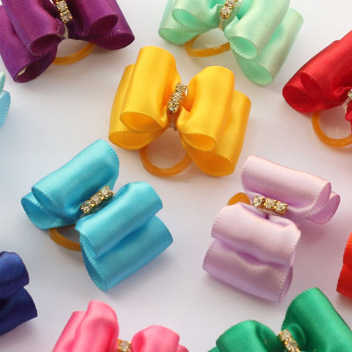handmade-dog-accessory-solid-color-ribbon-crystal-bow-ribbon-bow-6021018-dog-hair-bows-pet-dog-supplies