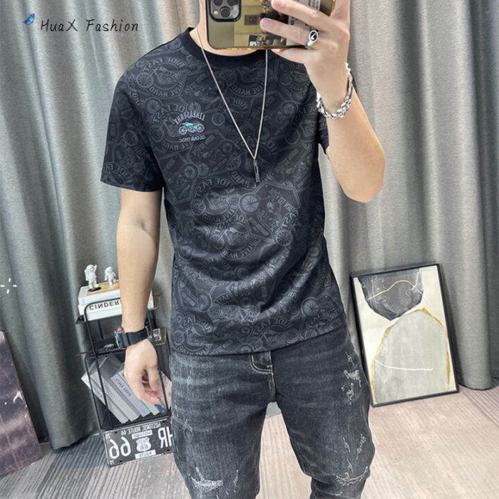 huax-men-short-sleeves-t-shirt-summer-breathable-fashion-round-neck-pullover-tops-casual-slim-fit-shirt