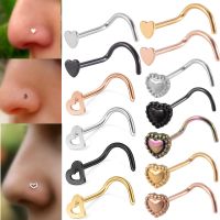 1PC Fashion Stainless Steel Heart Nose Studs Nose Hooks Bone Studs S Curved Nostril Body Piercing Jewelry 20G Body jewellery