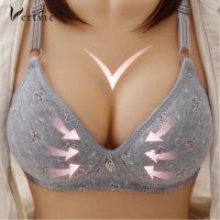 Vertvie Sexy Women Print Bra Push Up Anti-Sagging Wire Free Underwear ABC Cup Plus Size Lingerie