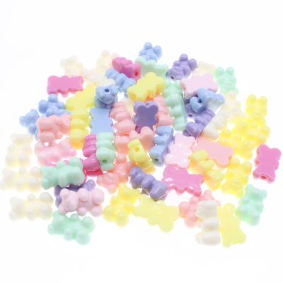 New 20Pcs Candy Colors Charms Cute Bear Acrylic Beads Loose Spacer Beads For Jewelry Makeing DIY Handmade Bracelet 18mm