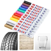 1/ 2Pcs Permanent Paint Pens White Markers 12 Color Oil Based Medium Tip Waterproof Marker Pen for Metal Rock Wood Fabric Mugs